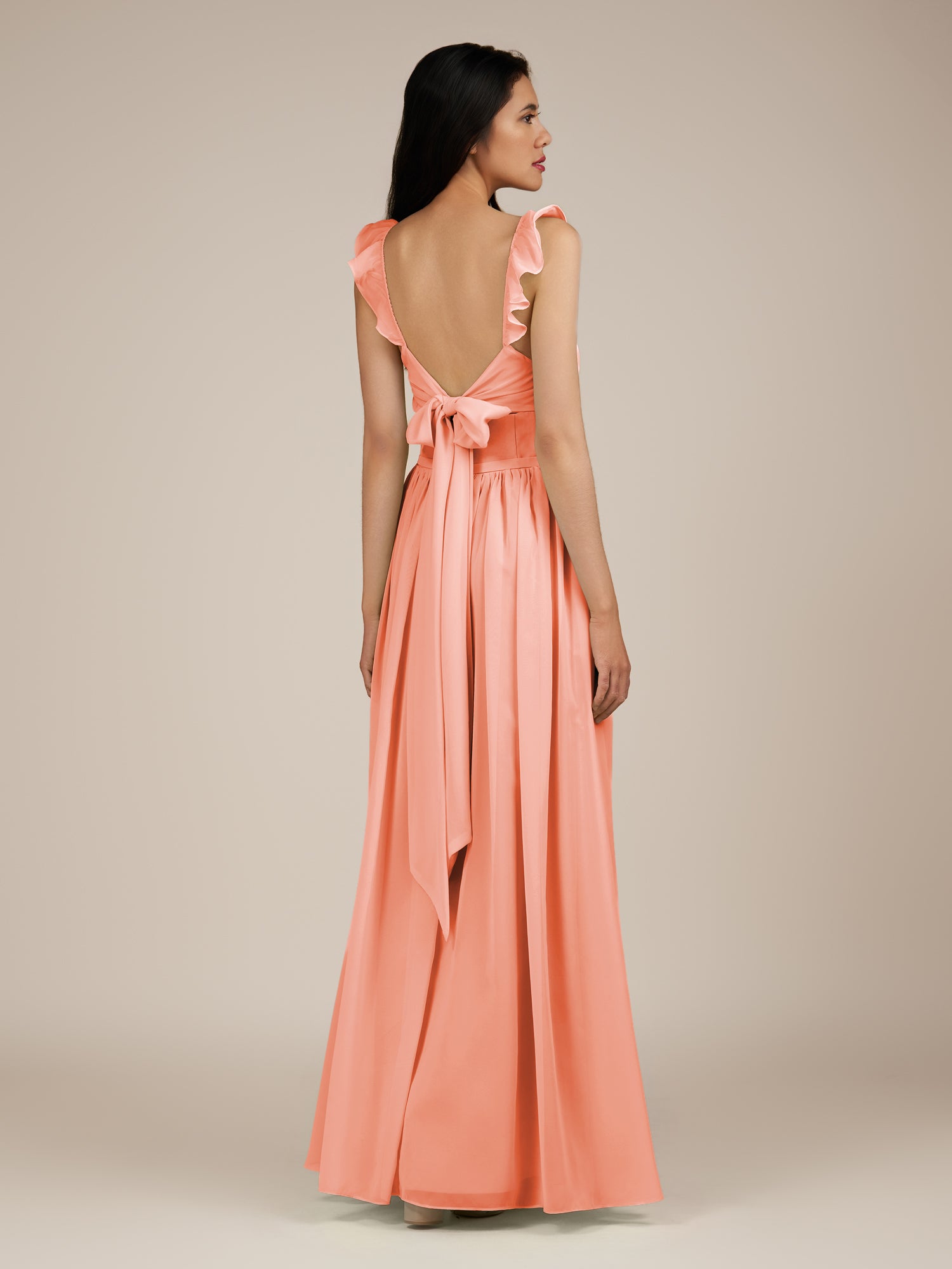 KissDress-Onyx Rosette A Line Sweetheart Chiffon Ruffled Long Bridesmaid Dress with Slit