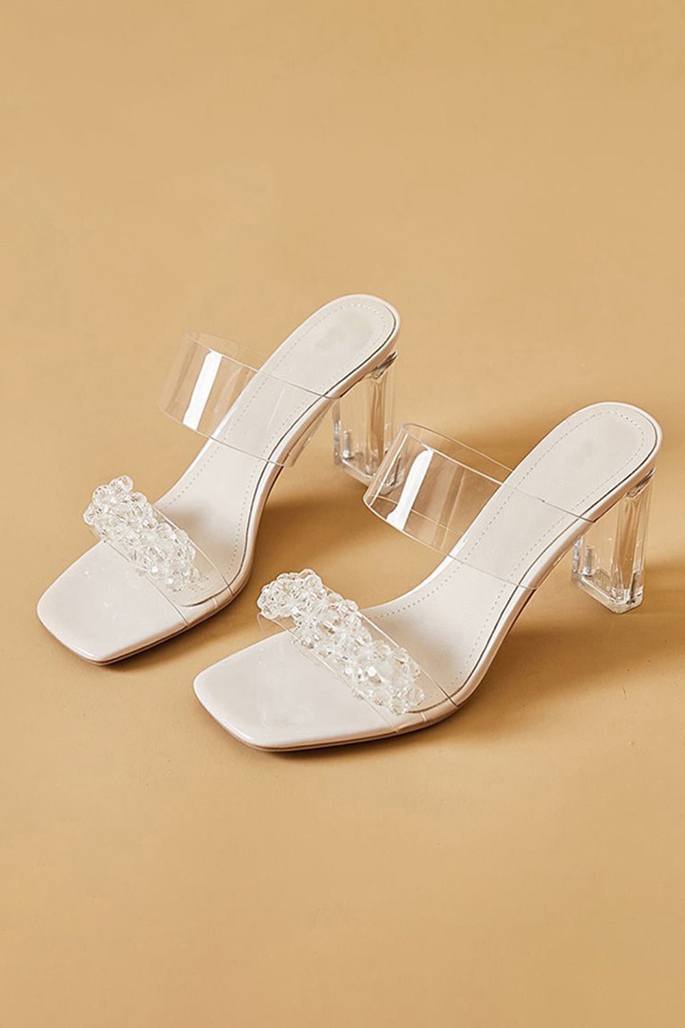 Outdoor Peep Toe Sandals Chunky Heel Fashion Shoes With Beaded