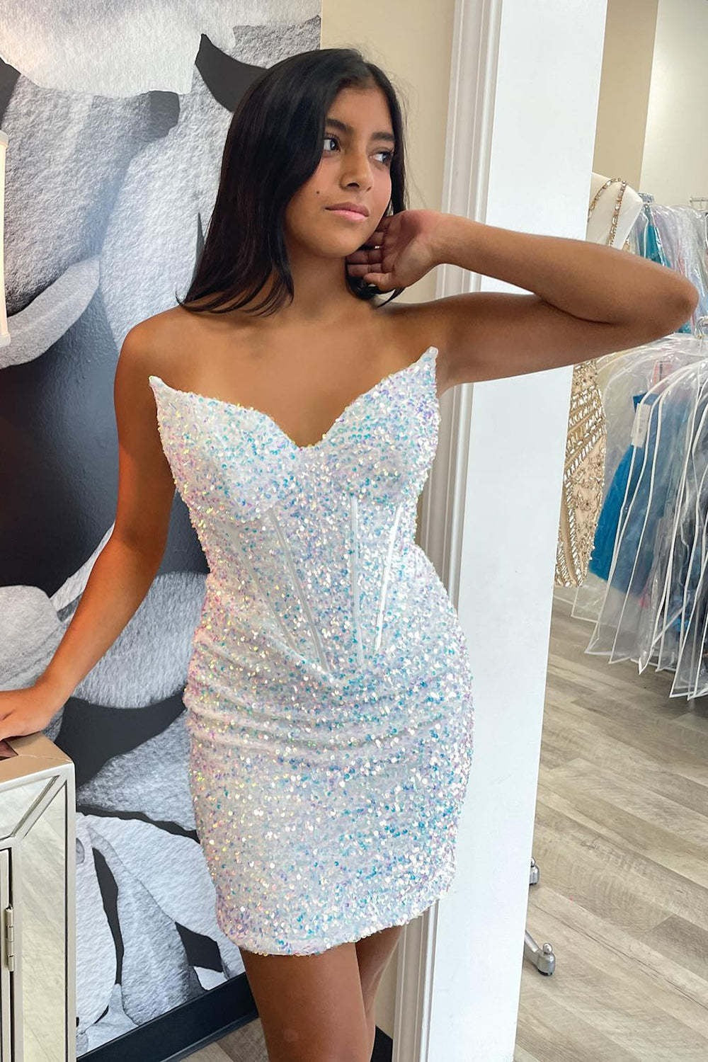 Sweetheart Bodycon Sequins Homecoming Dress