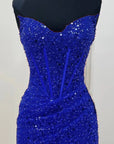 Bodycon Sweetheart Red Sequins Corset Homecoming Dress