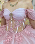 Pink Quinceanera Dresses Off The Shoulder with Appliques