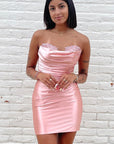 Pink Strapless Ruched Bodycon Homecoming Dress