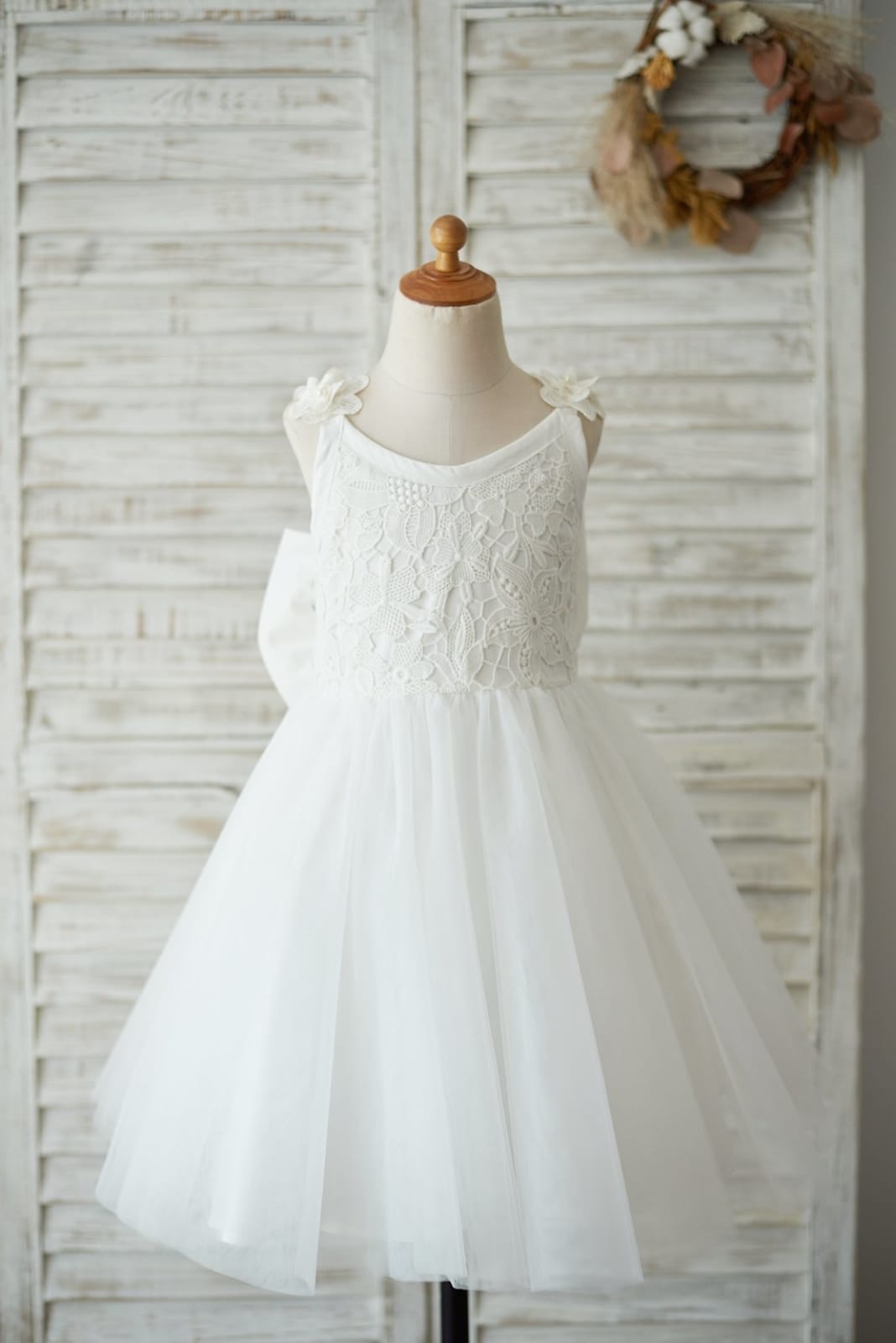 Milly Lace Tulle V Back Flower Girl Dress