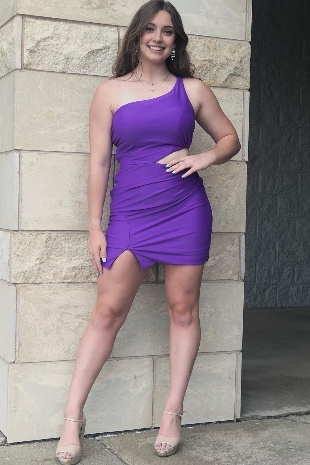 Sheath One Shoulder Fuchsia Short Homecoming Dress