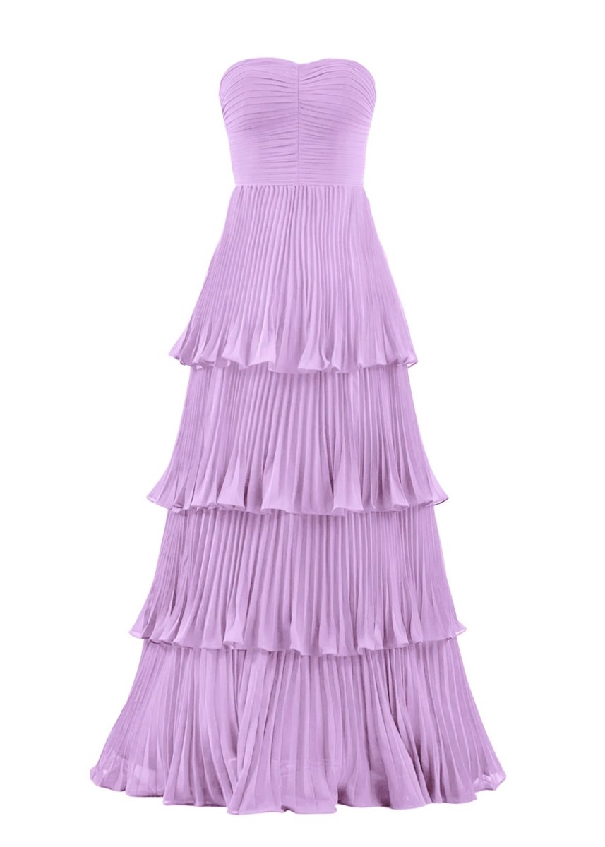 Khalani | Strapless Emerald Green Ruffle Multi - Layer Long Prom Dress - KissProm