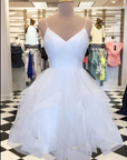 Red Ruffled Tulle Short Homecoming Dress