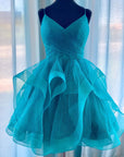 Red Ruffled Tulle Short Homecoming Dress