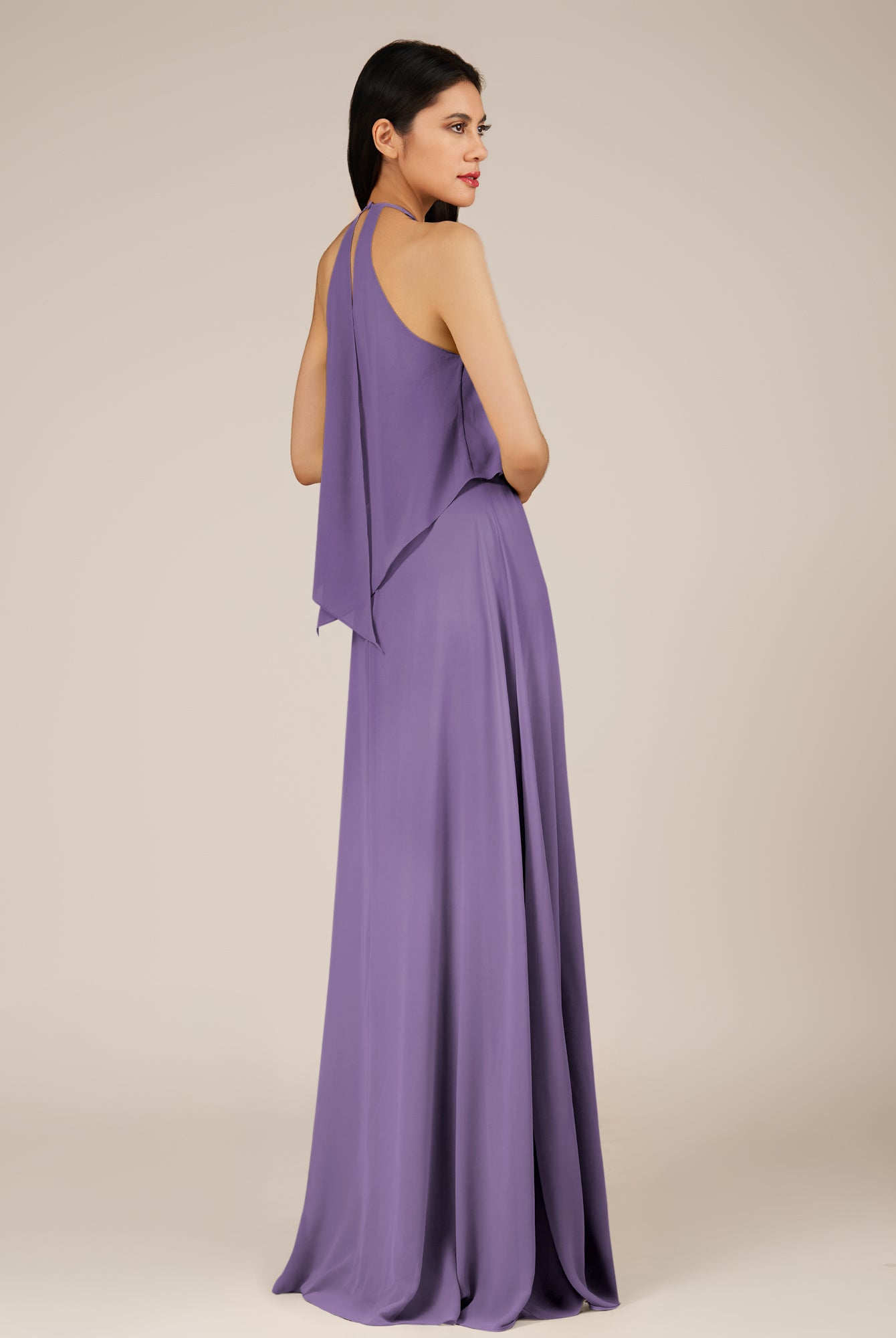 KissDress-Rhoswen Tahiti Sheath Chiffon Halter Neck Long Bridesmaid Dress