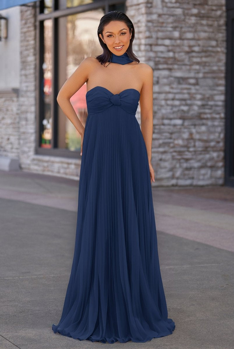 Rodri | A Line Light Pink Strapless Chiffon Long Prom Dress - KissProm