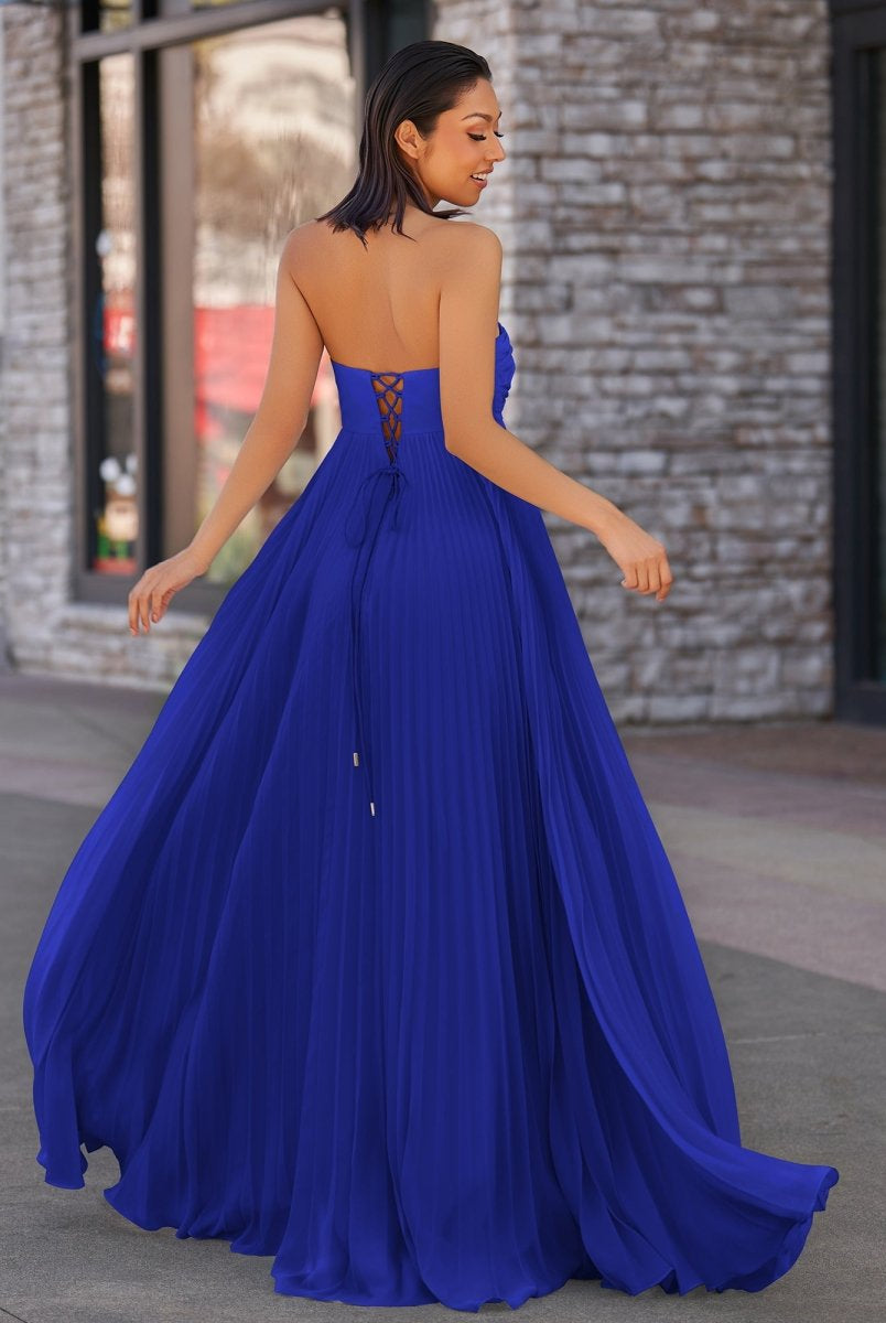 Rodri | A Line Light Pink Strapless Chiffon Long Prom Dress - KissProm