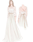 Scoop Neck Long Sleeve Tulle Wedding Dress With Lace Bodice
