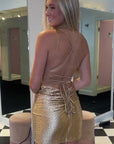 Spaghetti Straps Beaded Lace Up Homecoming Dress