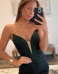 Sexy Deep V neck Beads Short Homecoming Dress Tight