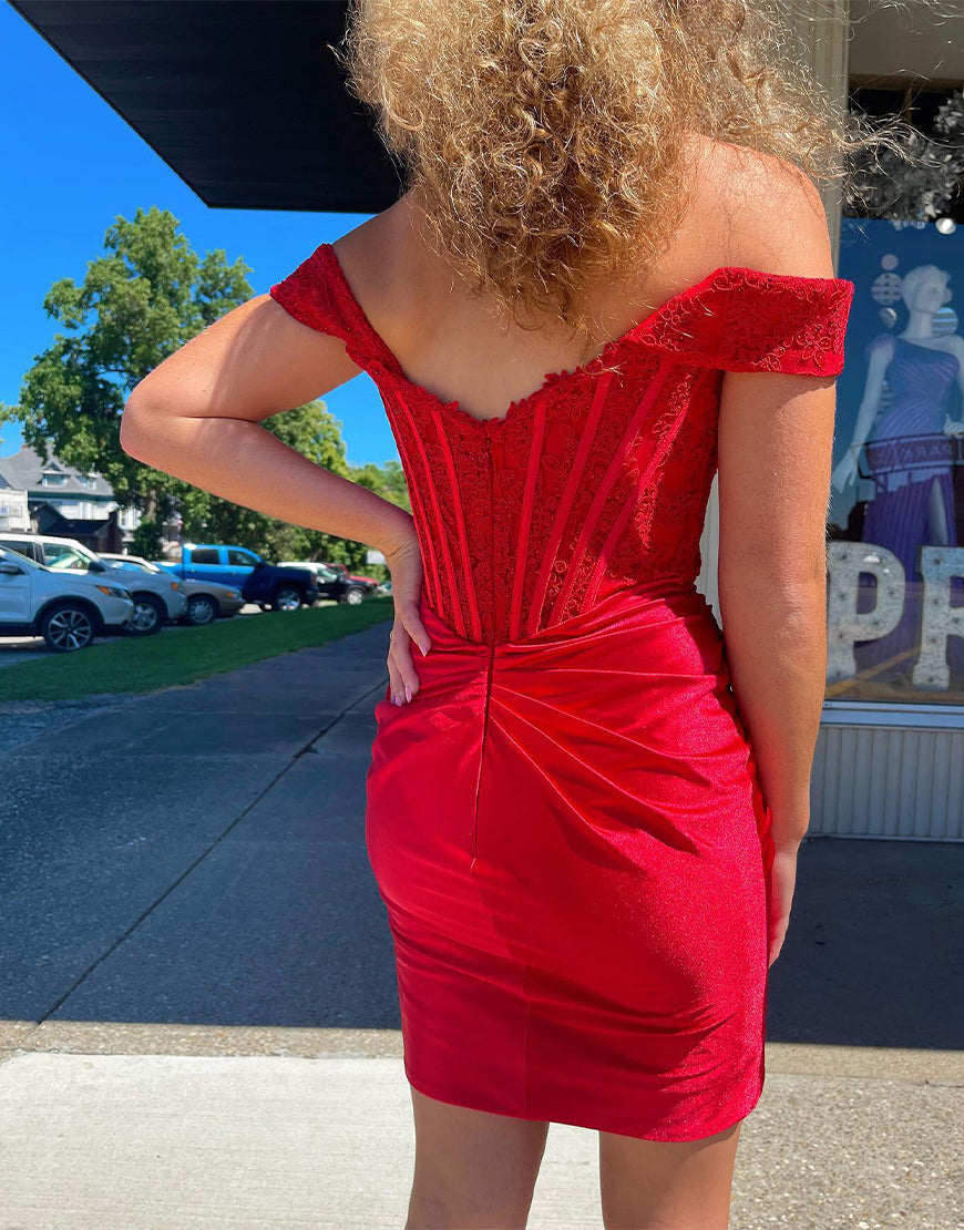 Sheath Off the Shoulder Corset Homecoming Dress