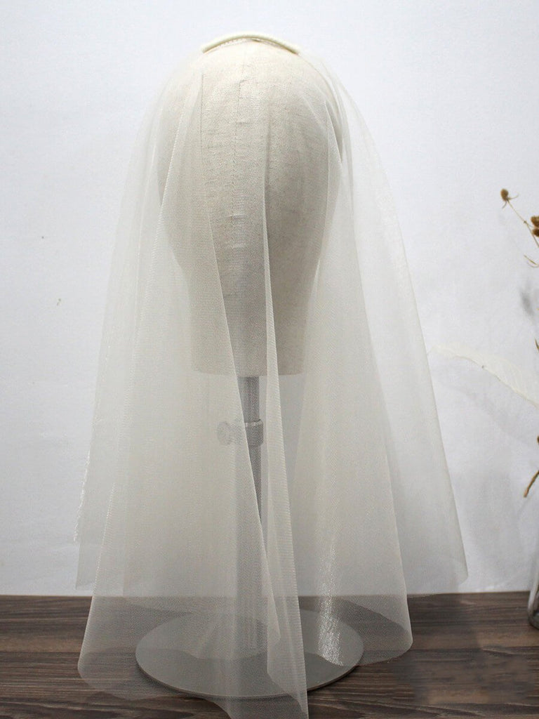 Simple Champagne Short Wedding Veils Blusher Veil
