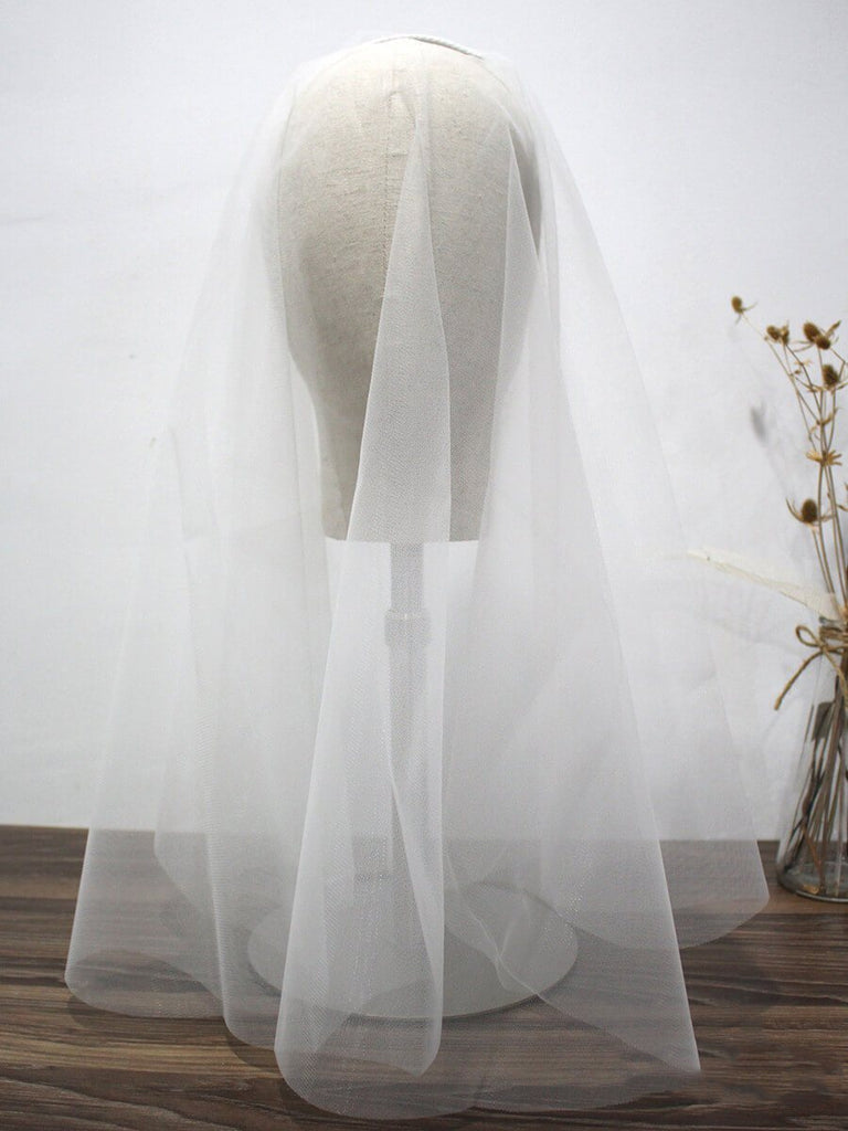 Simple Champagne Short Wedding Veils Blusher Veil