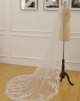 Simple Leaves Lace Chapel Train Veil Bridal Veil Wedding Veil
