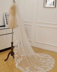 Simple Leaves Lace Chapel Train Veil Bridal Veil Wedding Veil