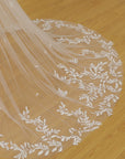 Simple Leaves Lace Chapel Train Veil Bridal Veil Wedding Veil