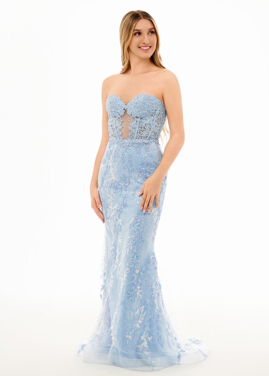 Terry | Black Sweetheart Lace Appliques Mermaid Long Prom Dresses - KissProm