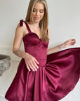 Spaghetti Straps A-line Satin Short Cute Homecoming Dress