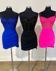 Sparkly Black Corset Sequin Tight Homecoming Dress