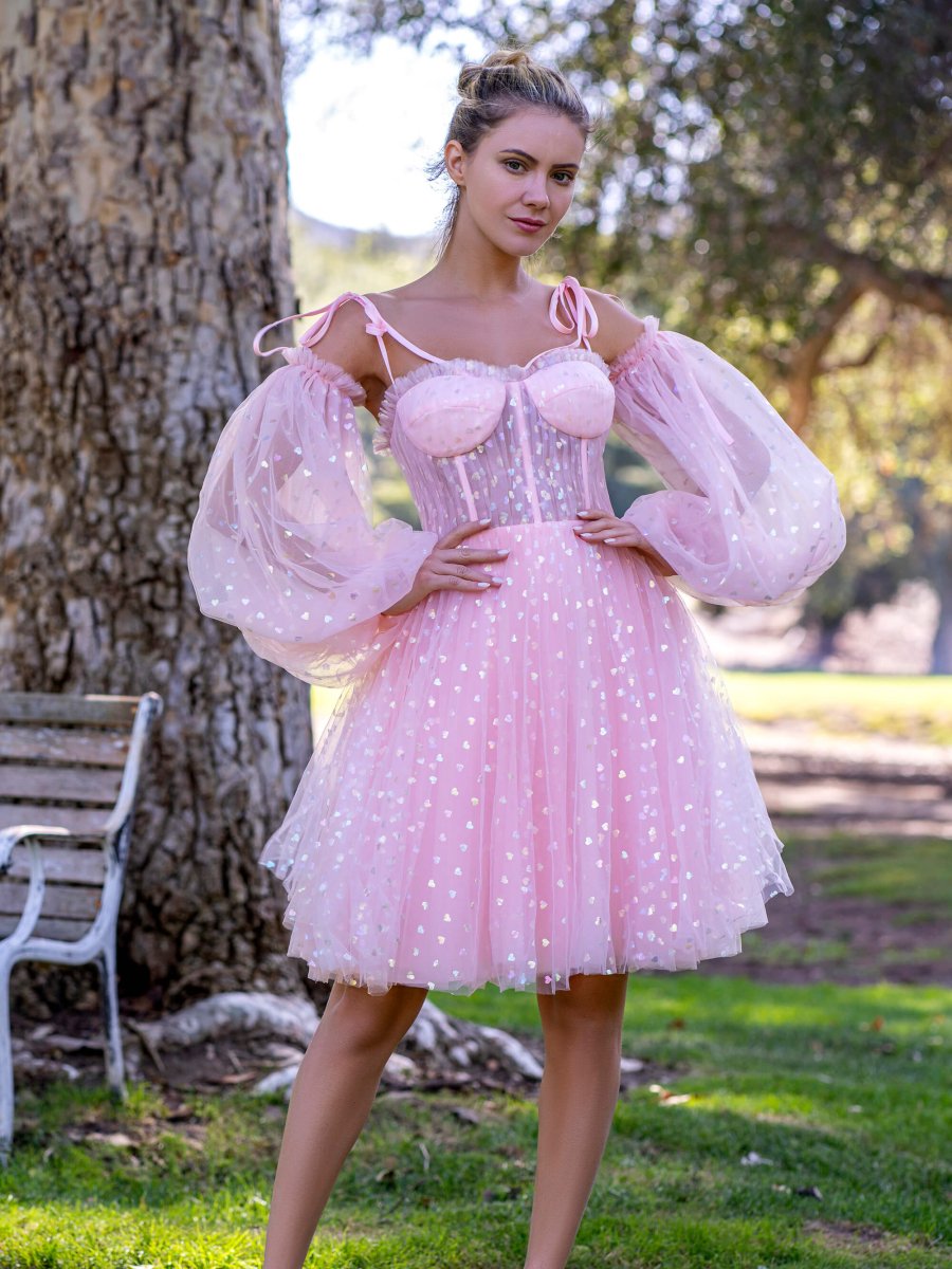 white christmas dresses Pink A-Line Tulle Corset Dress