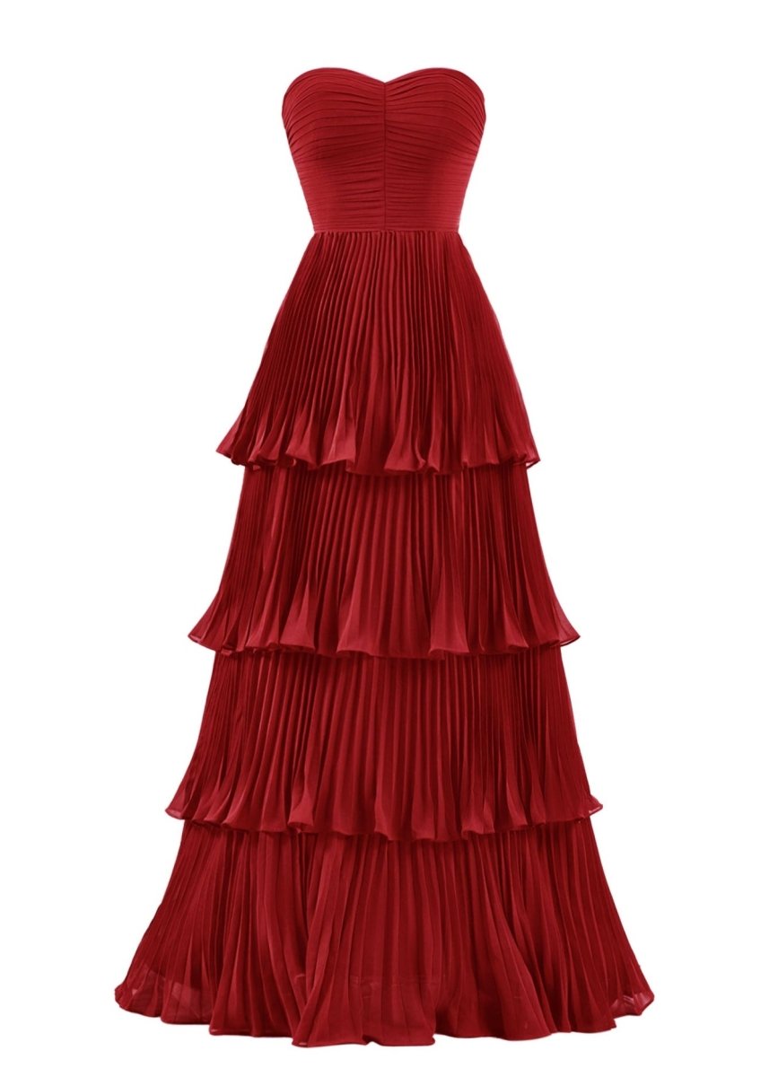 Khalani | Strapless Emerald Green Ruffle Multi - Layer Long Prom Dress - KissProm