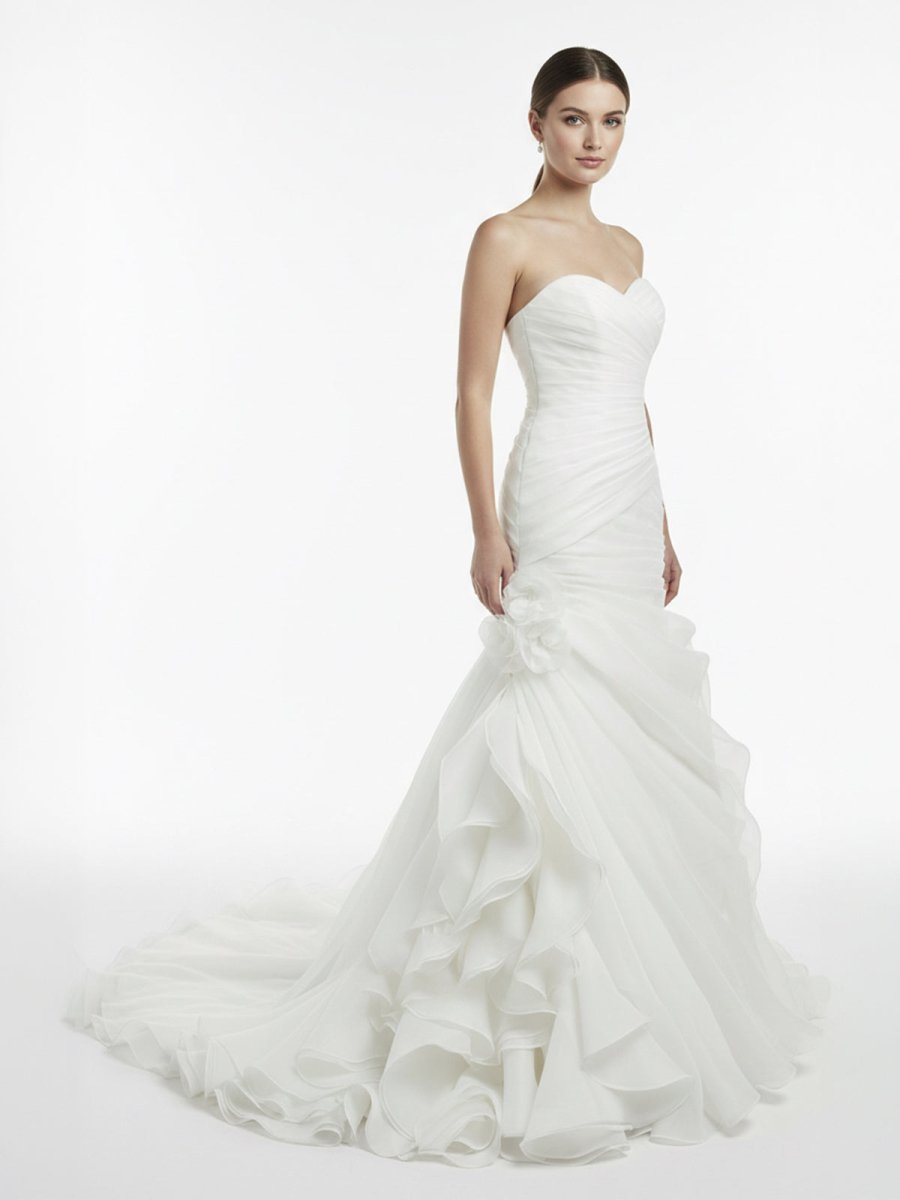 KissDress-Sweetheart Mermaid Organza Wedding Dress With Ruching and Ruffles