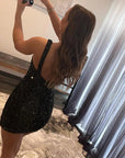 Tight Sequins One Shoulder Homecoming Dress