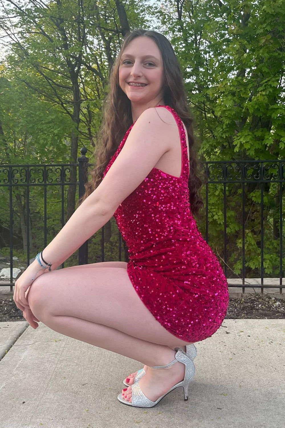 Tight Sequins One Shoulder Homecoming Dress
