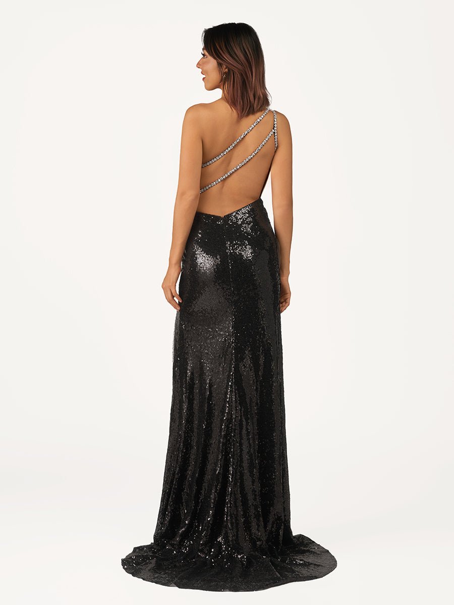 Tove | Orange One Sholder Sequins Mermaid Prom Dresses with Slit - KissProm