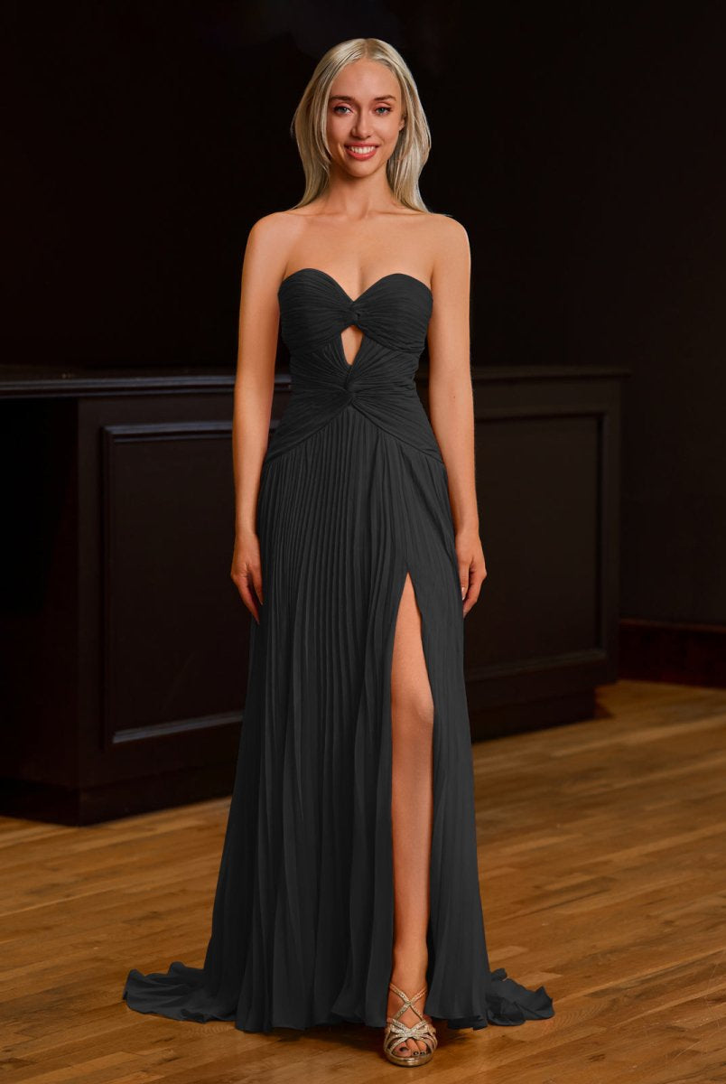 Tyrone | Strapless Keyhole Pleated A - Line Prom Dress - KissProm