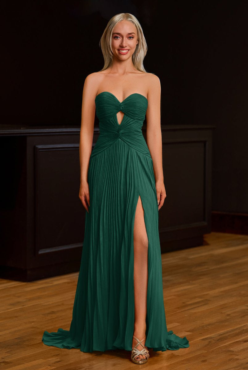 Tyrone | Strapless Keyhole Pleated A - Line Prom Dress - KissProm