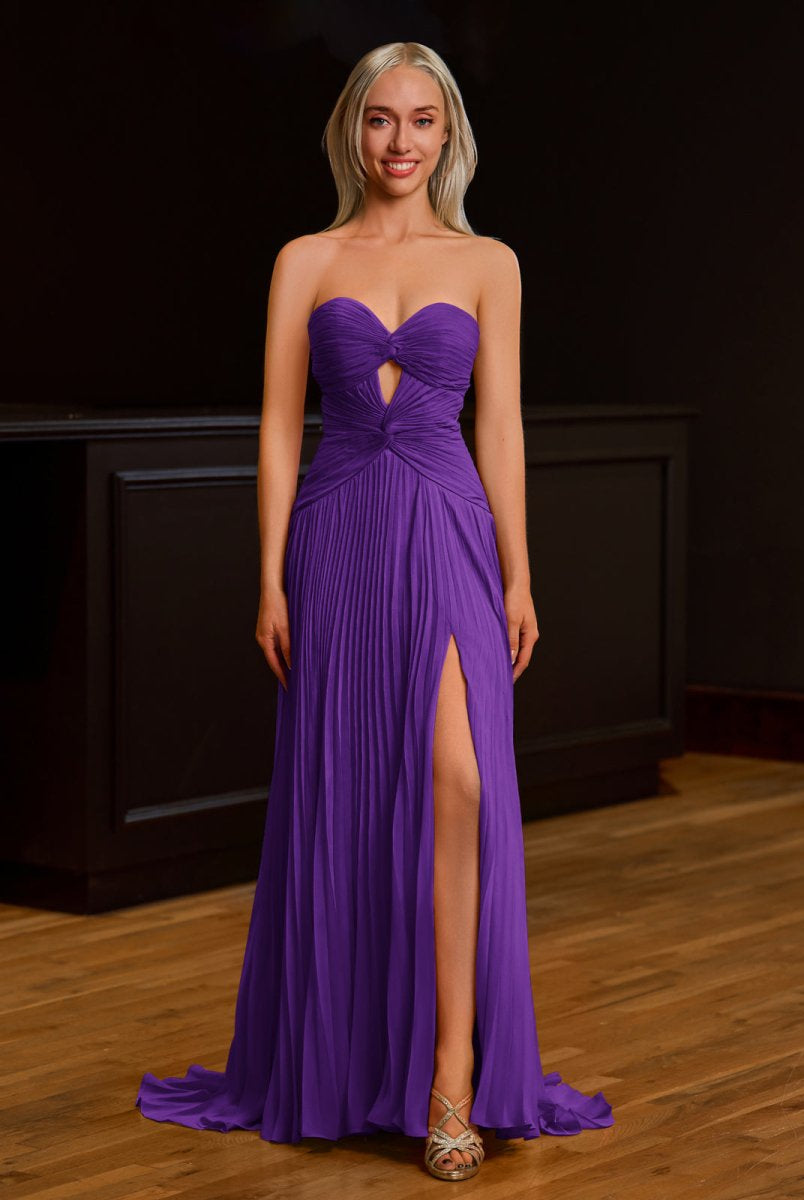 Tyrone | Strapless Keyhole Pleated A - Line Prom Dress - KissProm