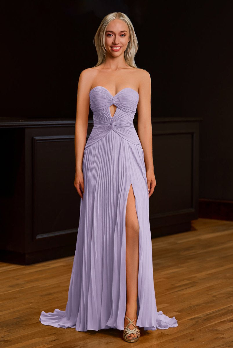 Tyrone | Strapless Keyhole Pleated A - Line Prom Dress - KissProm