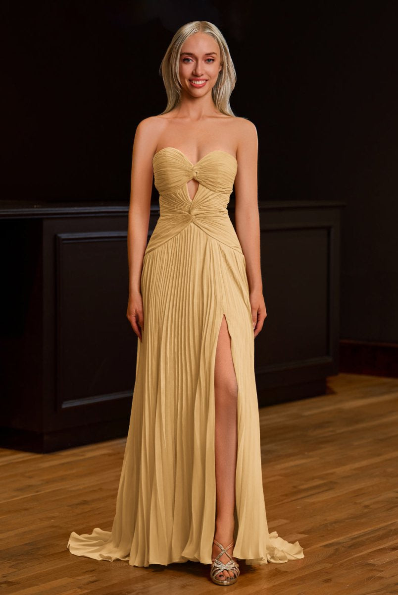 Tyrone | Strapless Keyhole Pleated A - Line Prom Dress - KissProm