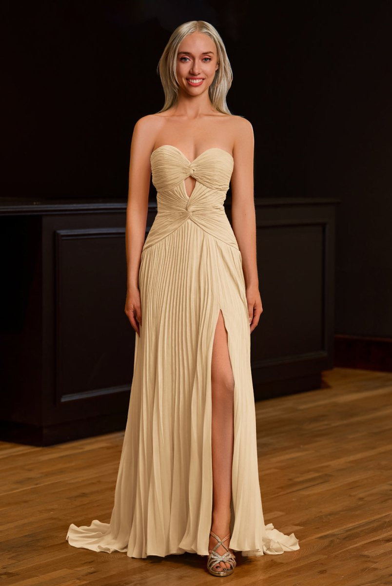 Tyrone | Strapless Keyhole Pleated A - Line Prom Dress - KissProm