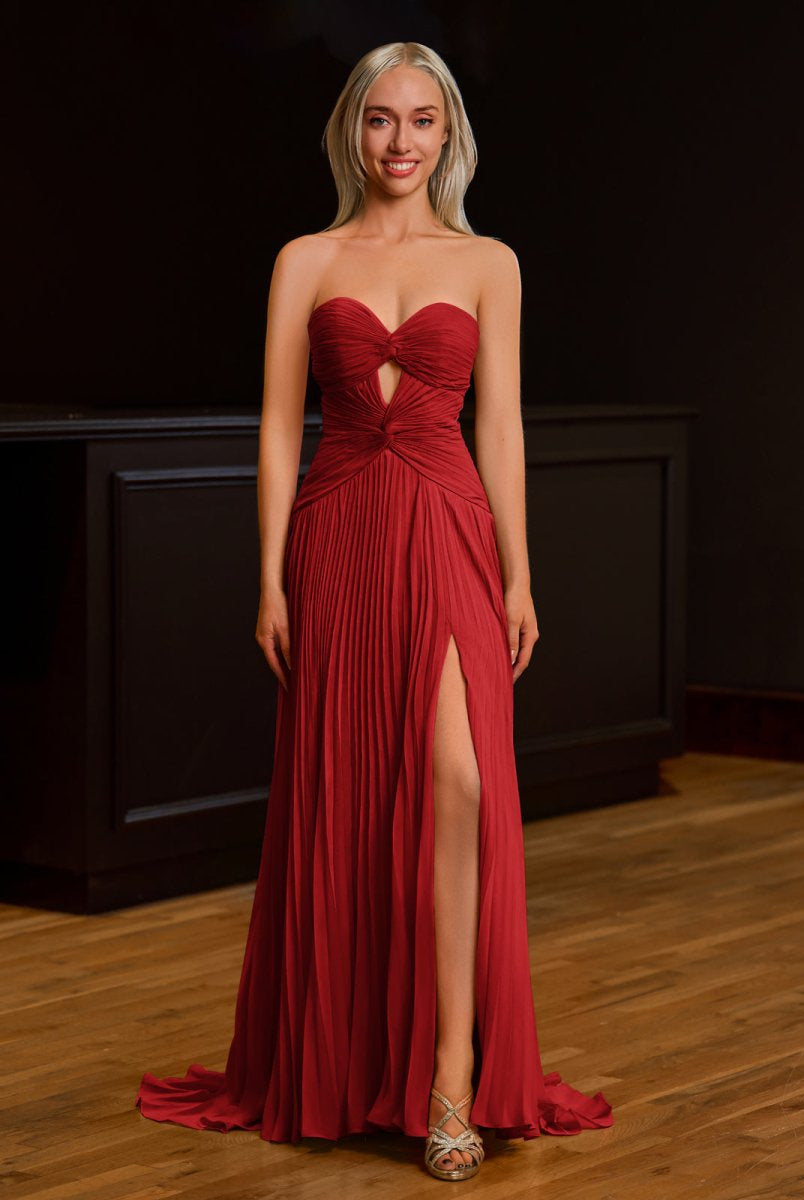 Tyrone | Strapless Keyhole Pleated A - Line Prom Dress - KissProm