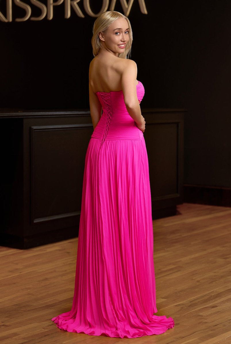 Tyrone | Strapless Keyhole Pleated A - Line Prom Dress - KissProm