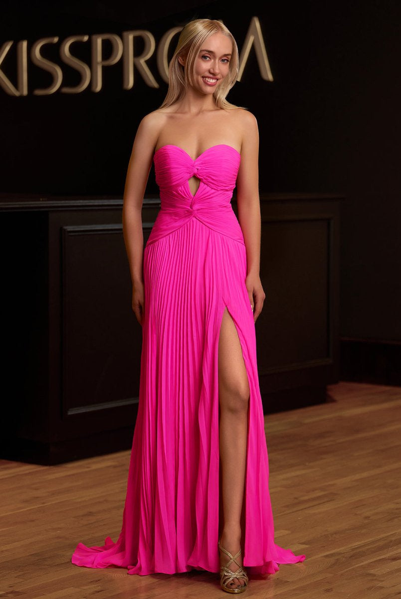 Tyrone | Strapless Keyhole Pleated A - Line Prom Dress - KissProm