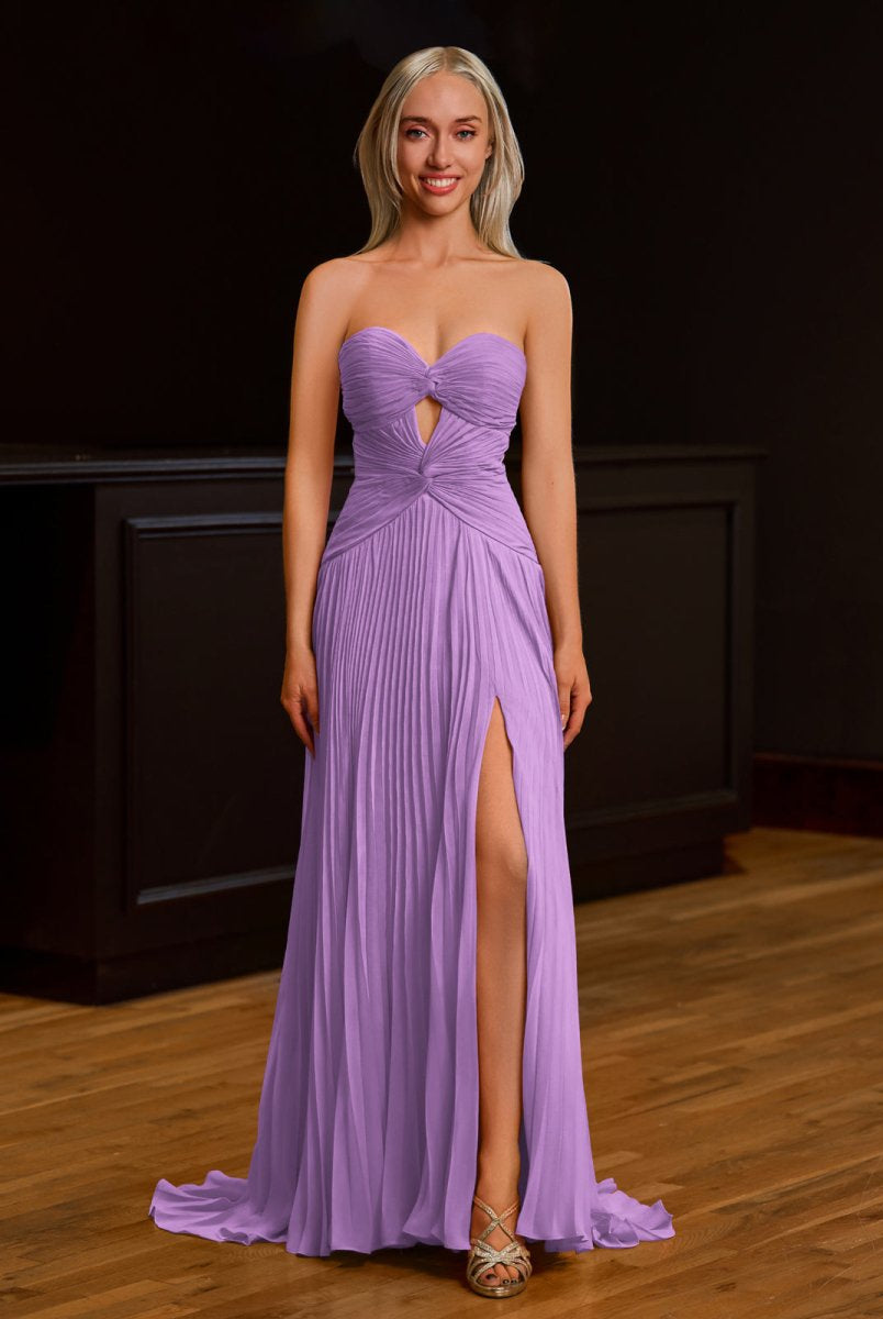 Tyrone | Strapless Keyhole Pleated A - Line Prom Dress - KissProm