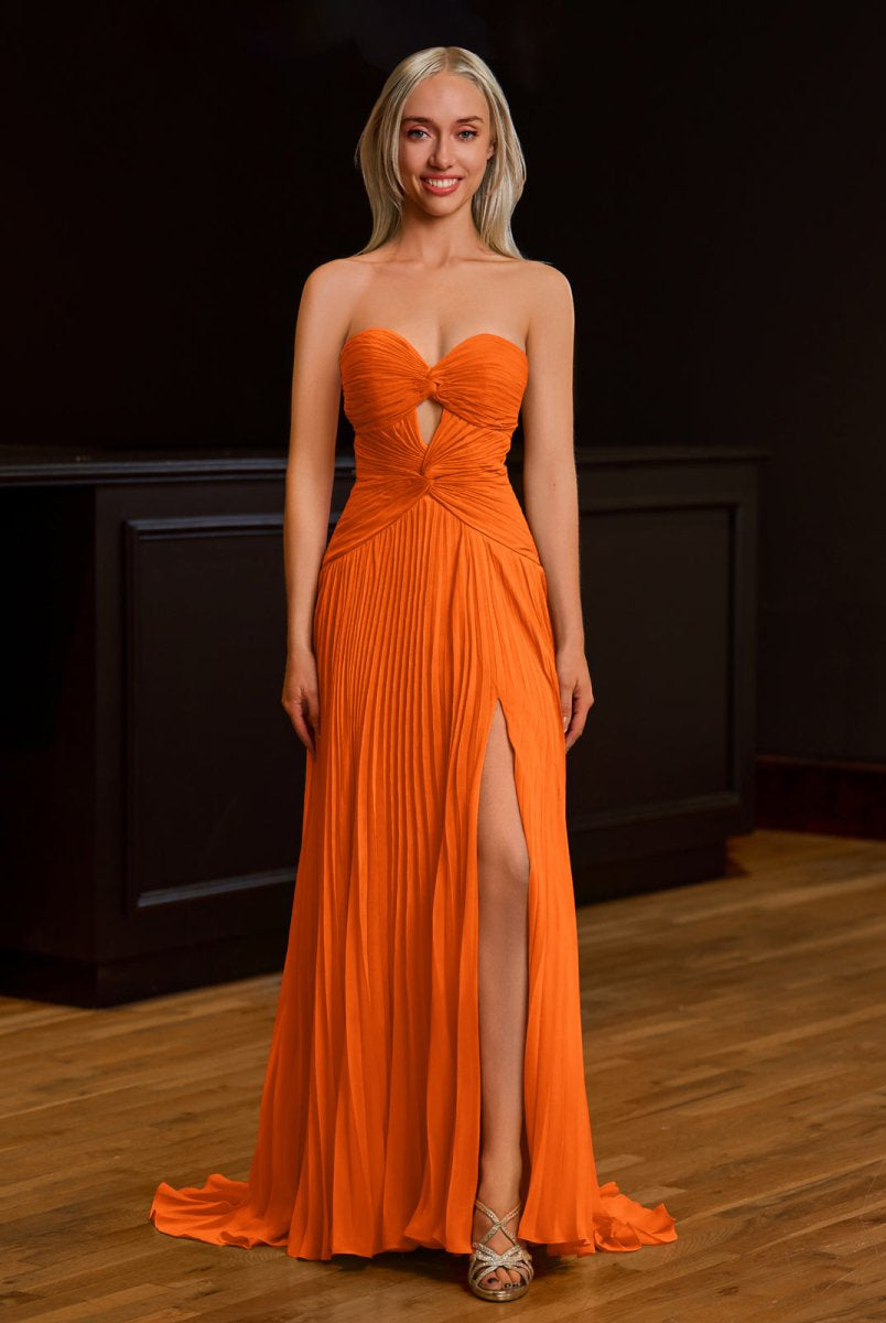 Tyrone | Strapless Keyhole Pleated A - Line Prom Dress - KissProm