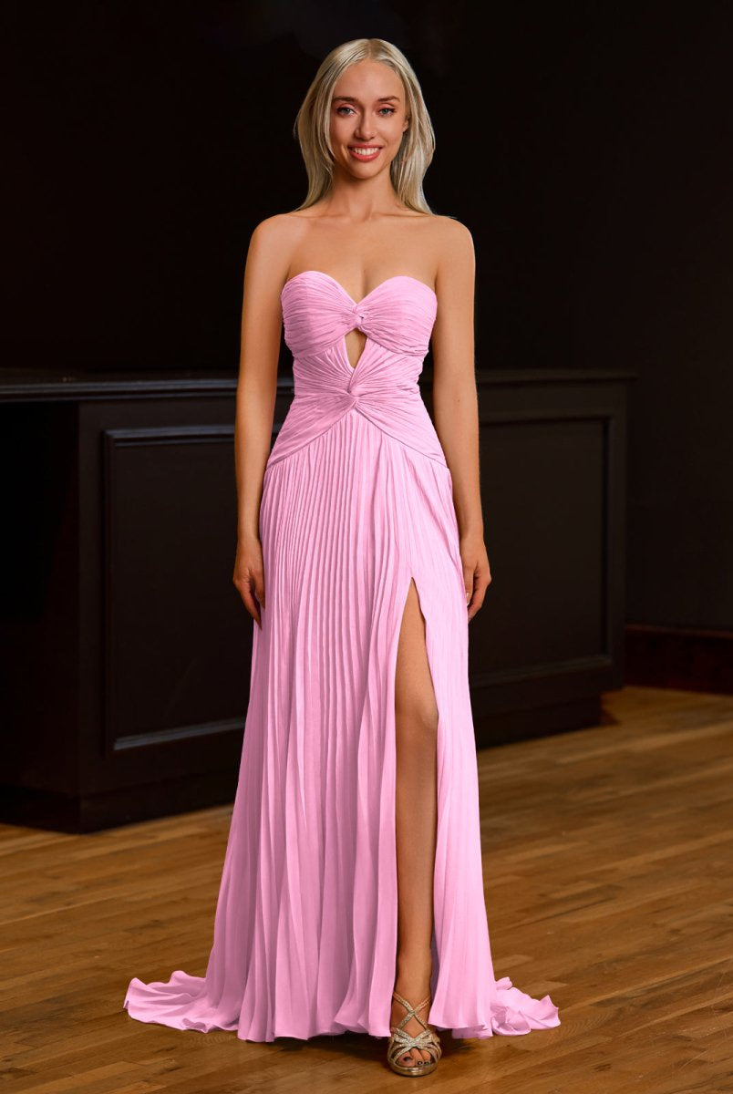 Tyrone | Strapless Keyhole Pleated A - Line Prom Dress - KissProm