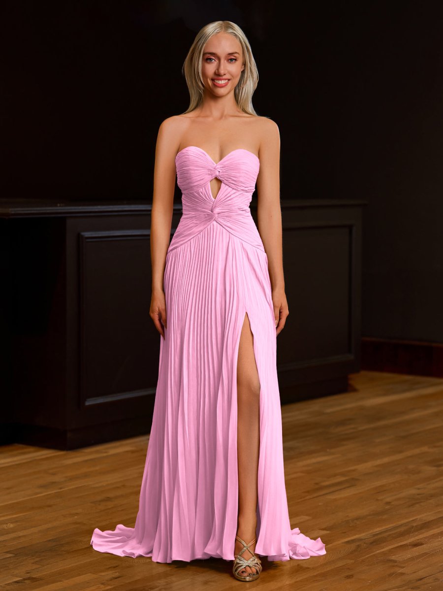 Tyrone | Strapless Keyhole Pleated A - Line Prom Dress - KissProm