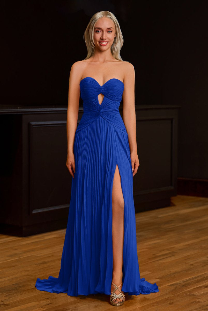 Tyrone | Strapless Keyhole Pleated A - Line Prom Dress - KissProm