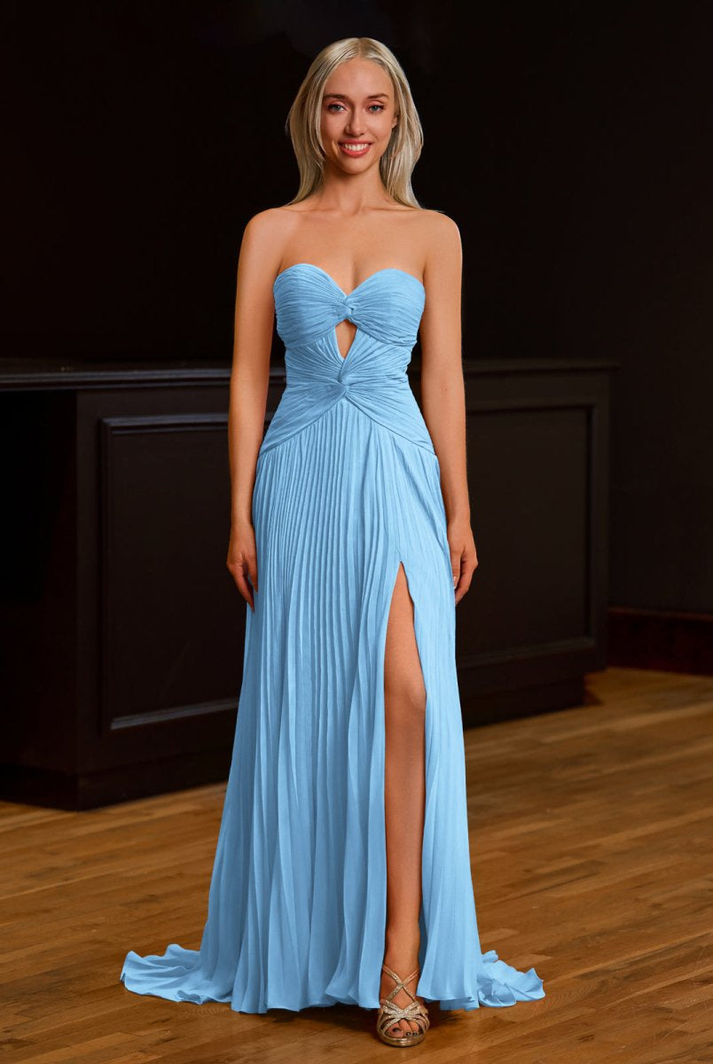 Tyrone | Strapless Keyhole Pleated A - Line Prom Dress - KissProm