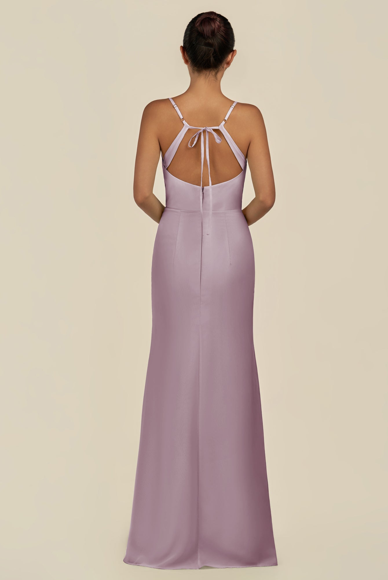KissDress-Unity Dusk Sheath Spaghetti Straps Chiffon Ruched Long Bridesmaid Dress