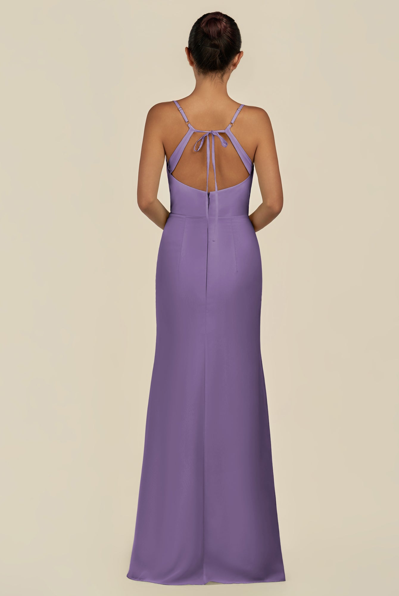 KissDress-Unity Tahiti Sheath Spaghetti Straps Chiffon Ruched Long Bridesmaid Dress