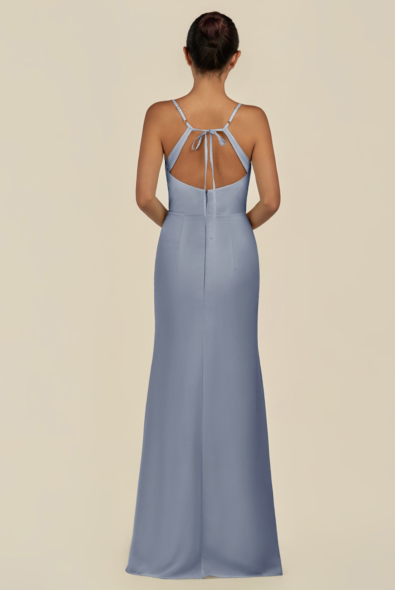 KissDress-Unity Twilight Sheath Spaghetti Straps Chiffon Ruched Long Bridesmaid Dress